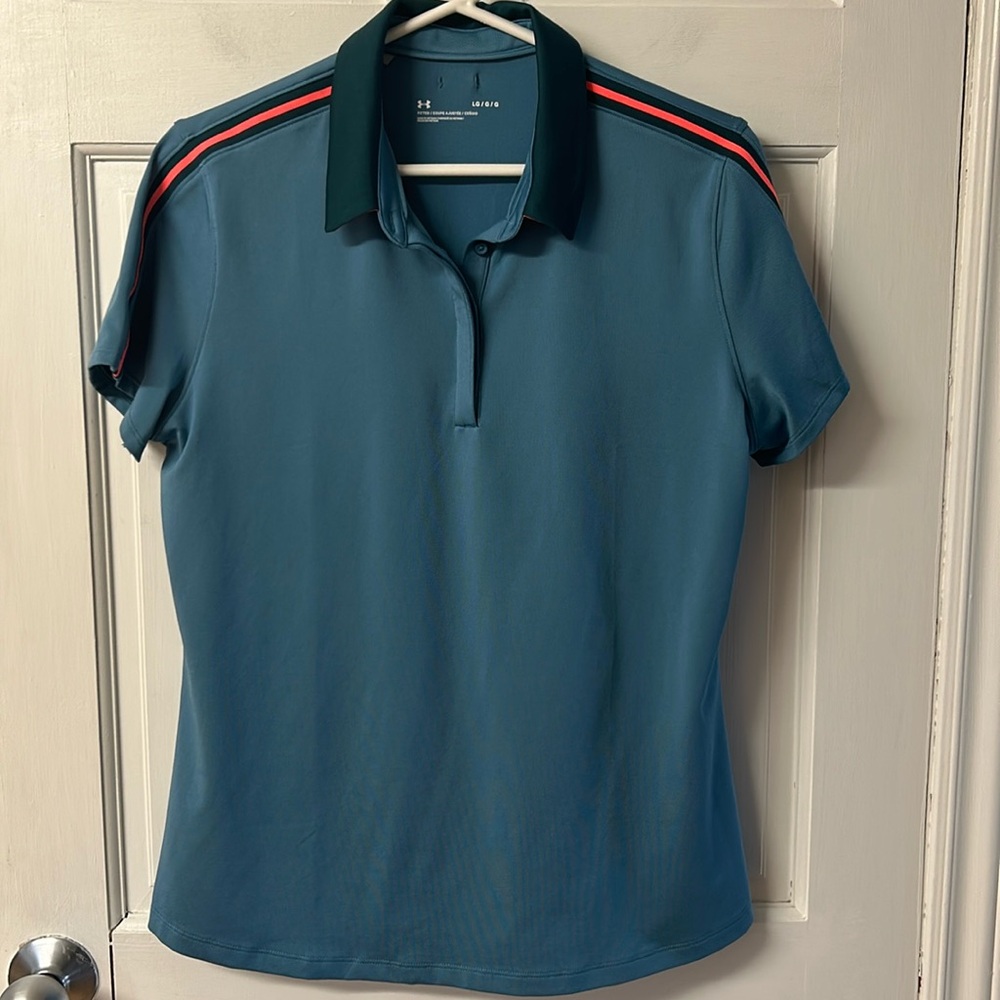 Under Armour Ladies Zinger Stripe Polo - Blue Flannel/Blue size L